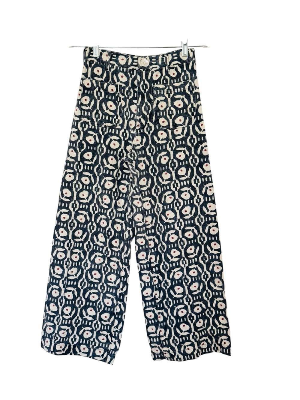 SZ BLOCKPRINTS Boss Pants in Folk Print High-Rise Wide-Leg Printed Pants